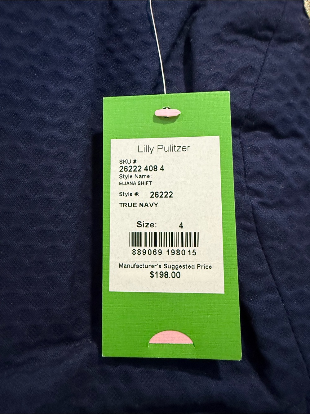 Lilly Pulitzer Navy Mini Dress with Braided Gold Trim - Picture 3 of 3